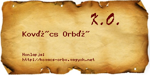 Kovács Orbó névjegykártya