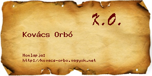 Kovács Orbó névjegykártya
